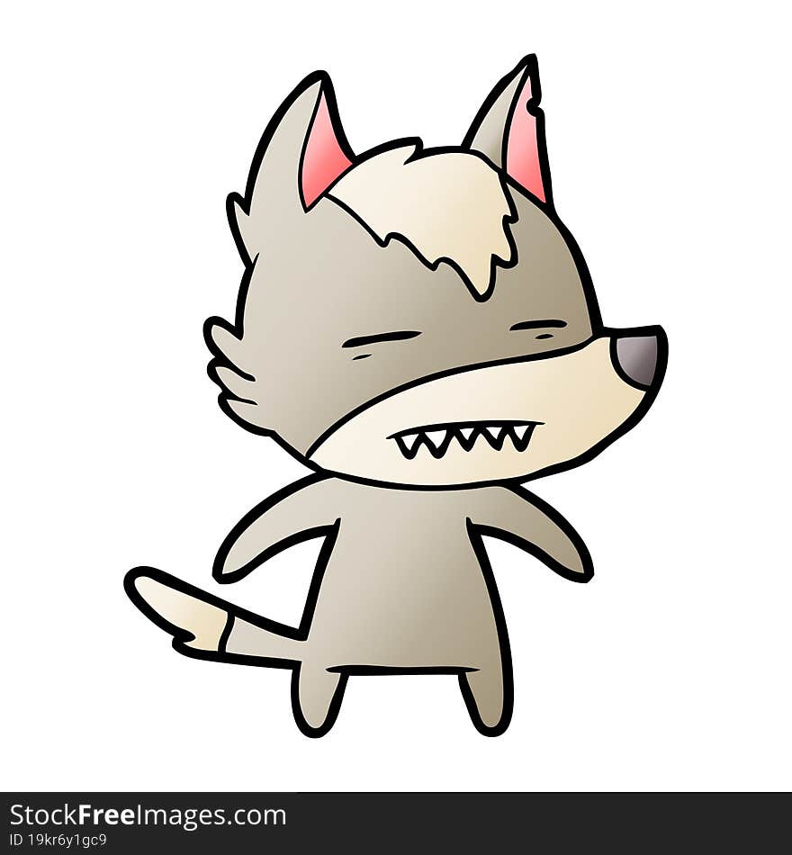 cartoon wolf showing teeth. cartoon wolf showing teeth