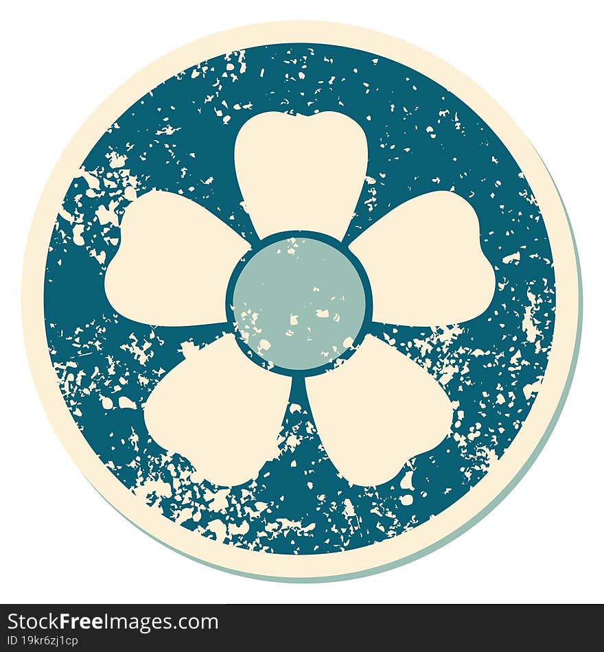 iconic distressed sticker tattoo style image of a flower. iconic distressed sticker tattoo style image of a flower