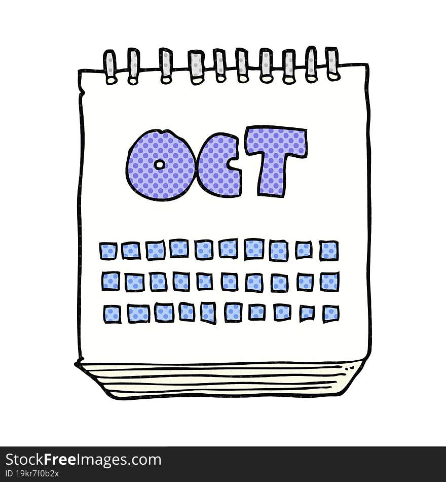 cartoon calendar showing month of october