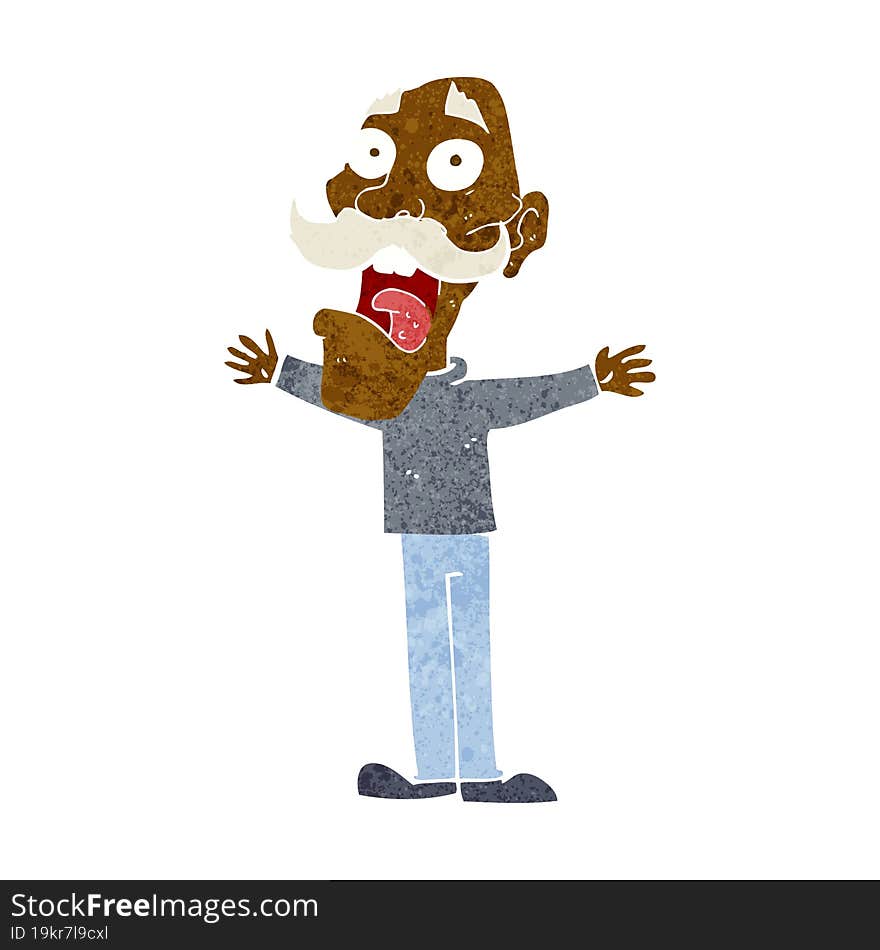 Cartoon Stressed Old Man