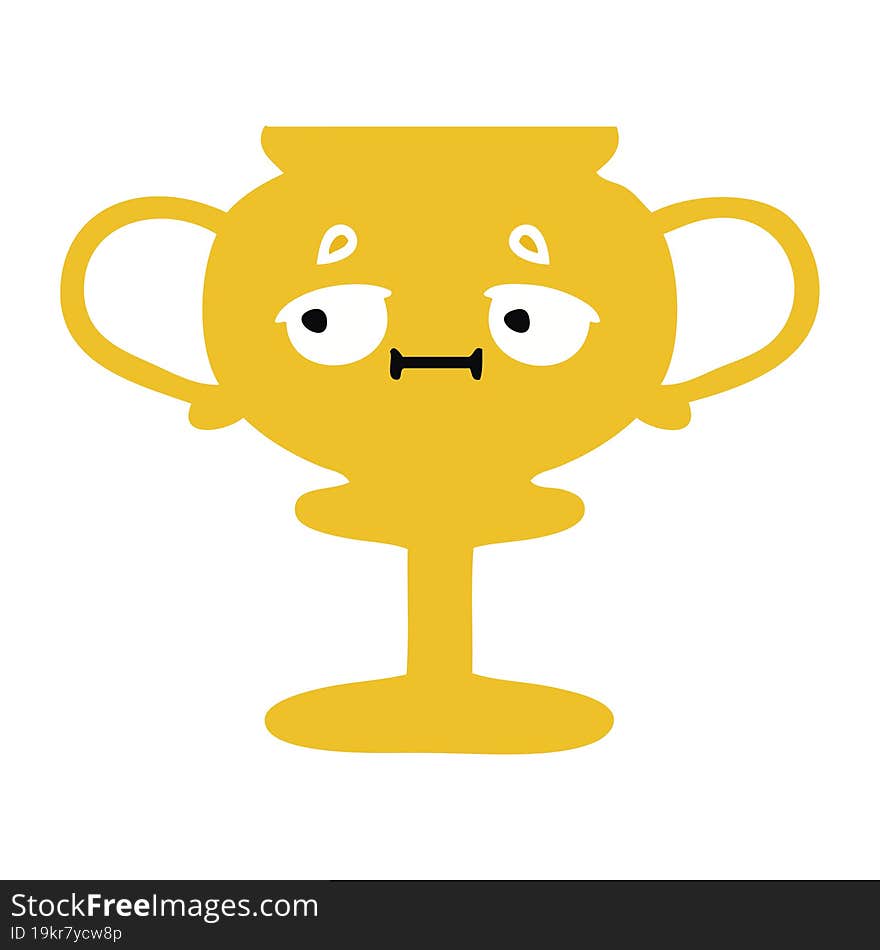 flat color retro cartoon of a trophy