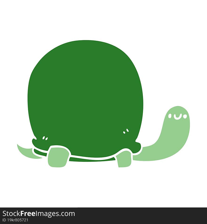 Cute Flat Color Style Cartoon Tortoise