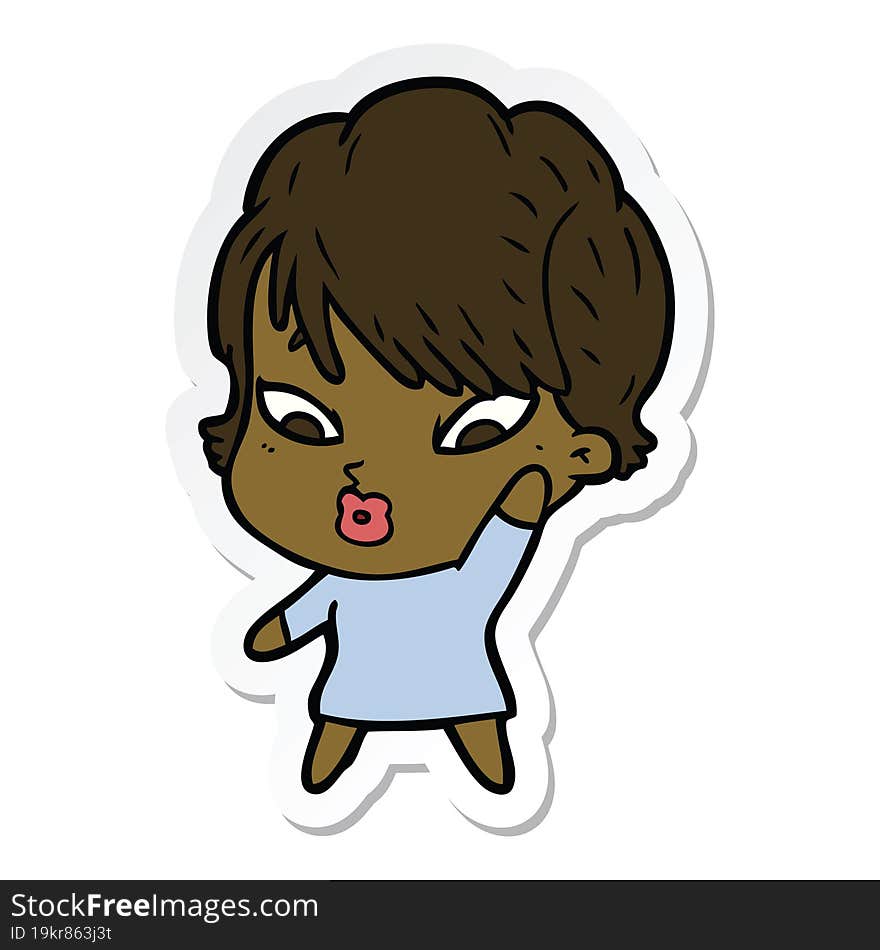 sticker of a cartoon woman