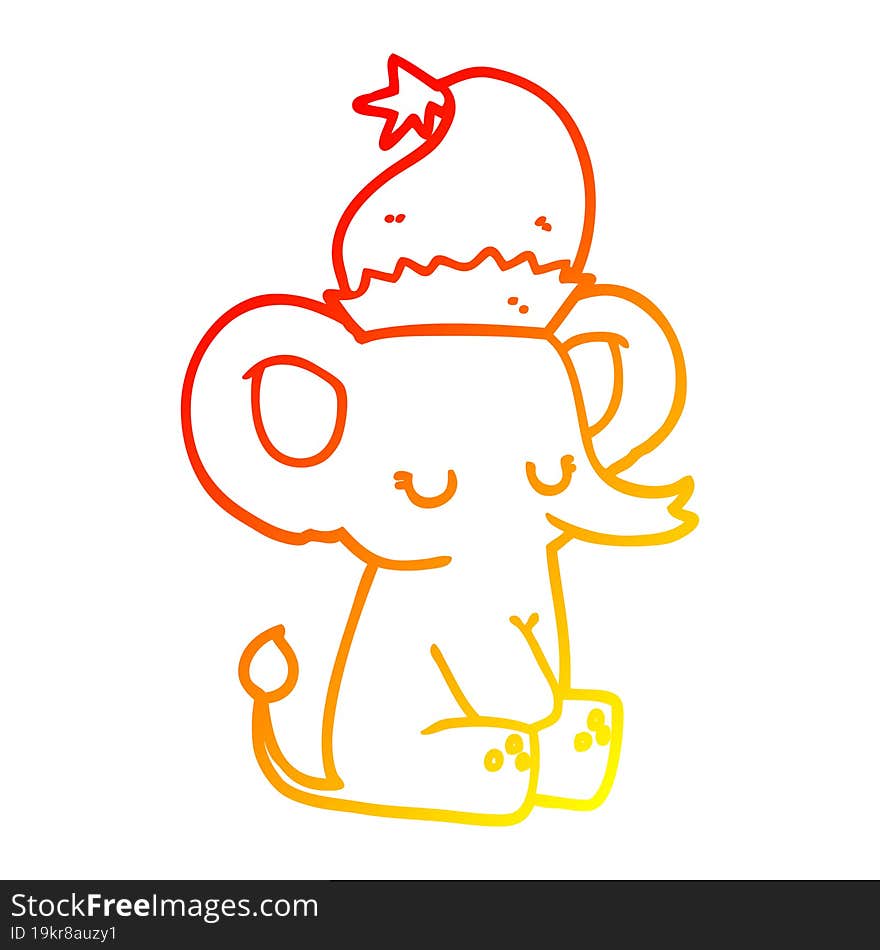 warm gradient line drawing cute christmas elephant