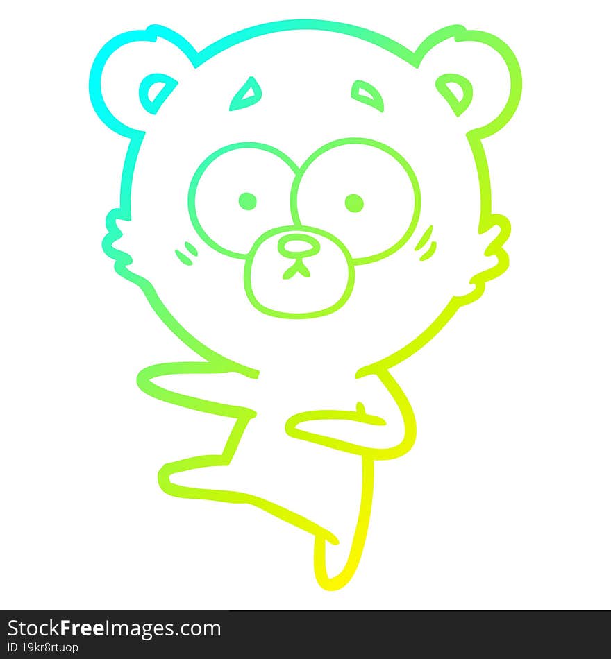 cold gradient line drawing of a nervous dancing bear cartoon