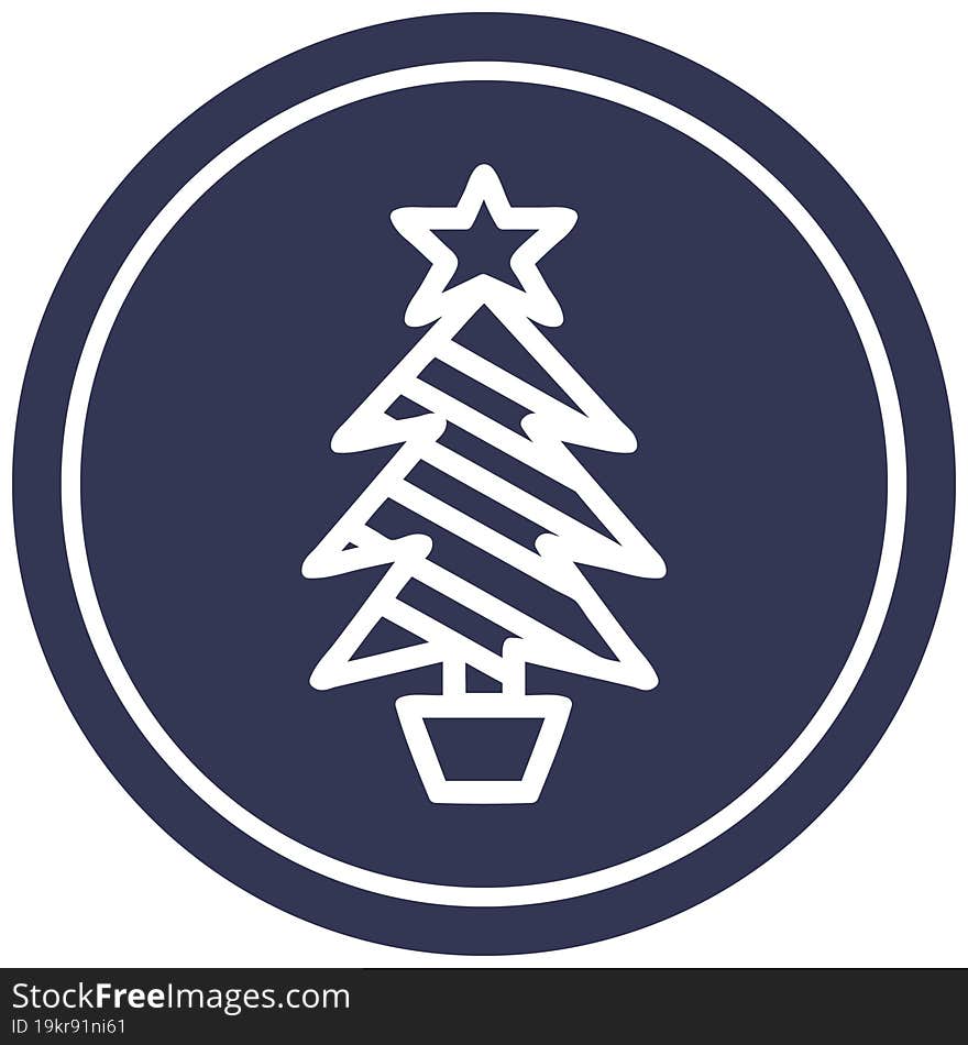 christmas tree circular icon symbol