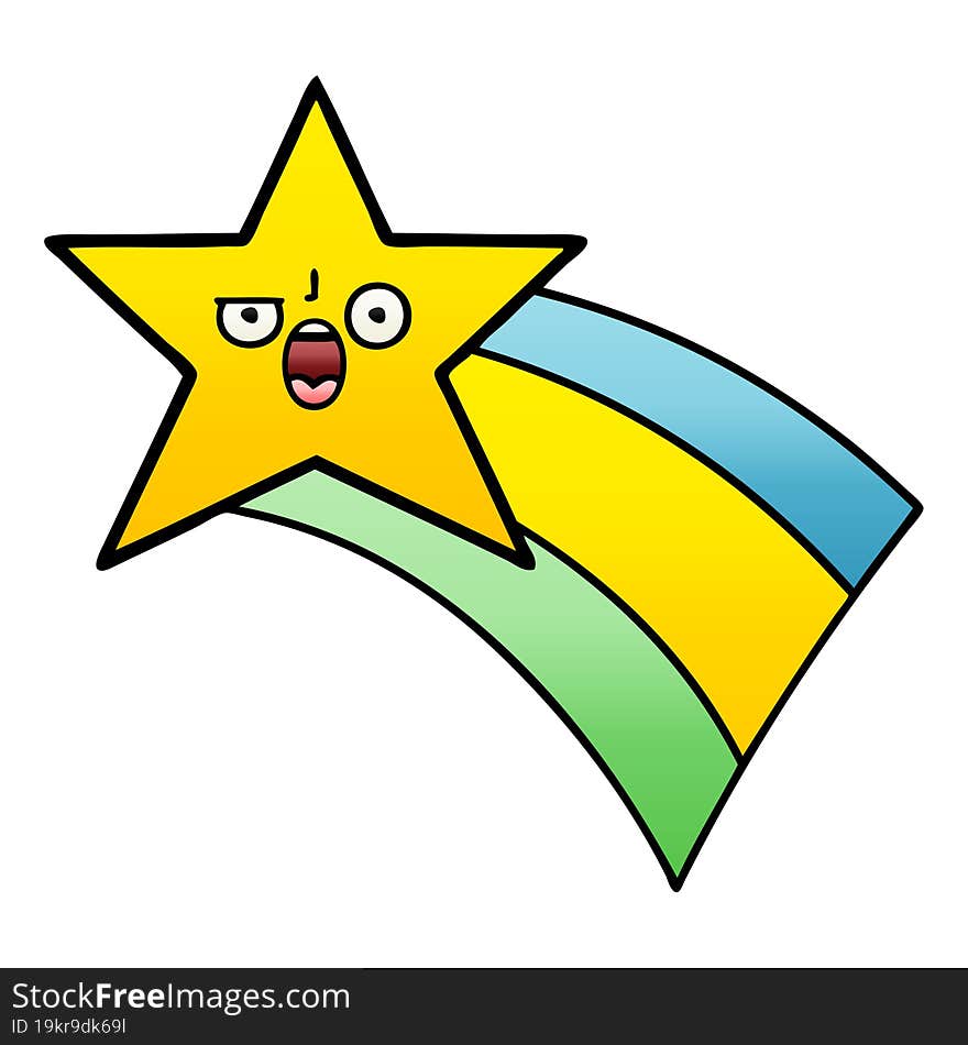 Gradient Shaded Cartoon Shooting Rainbow Star