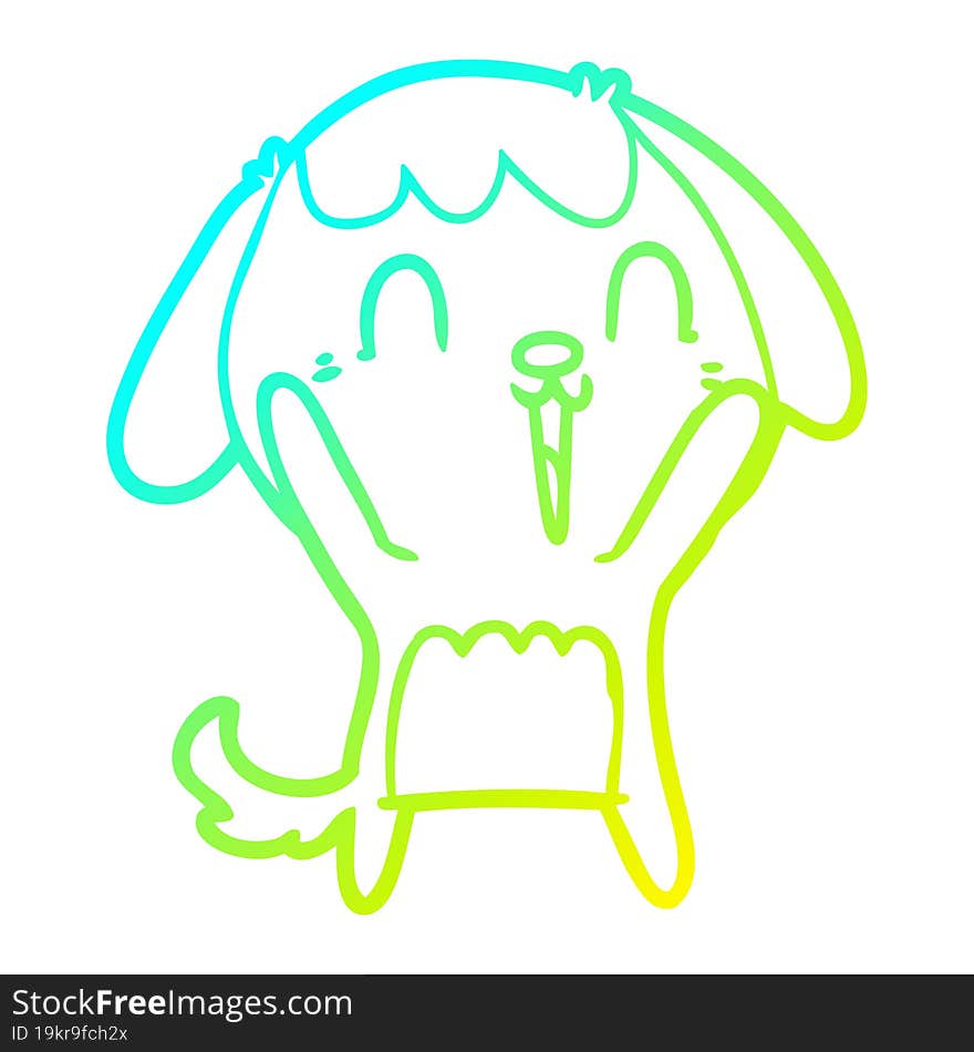 cold gradient line drawing cute cartoon dog crying