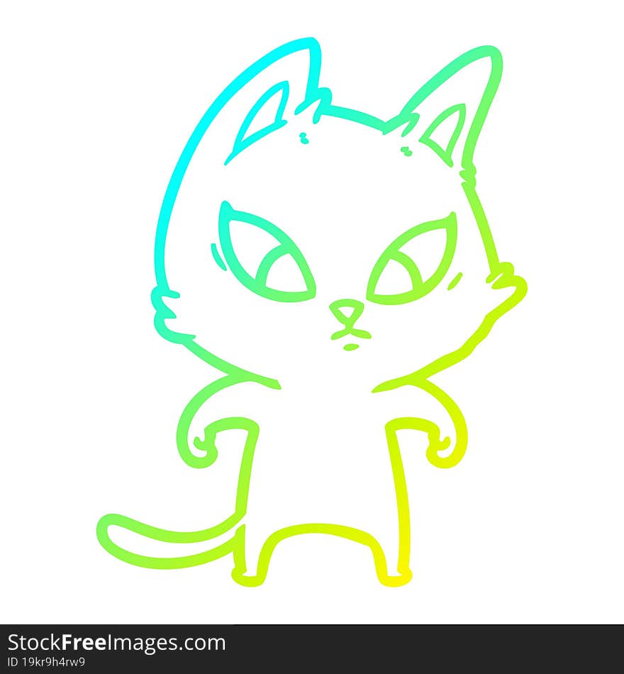 cold gradient line drawing confused cartoon cat