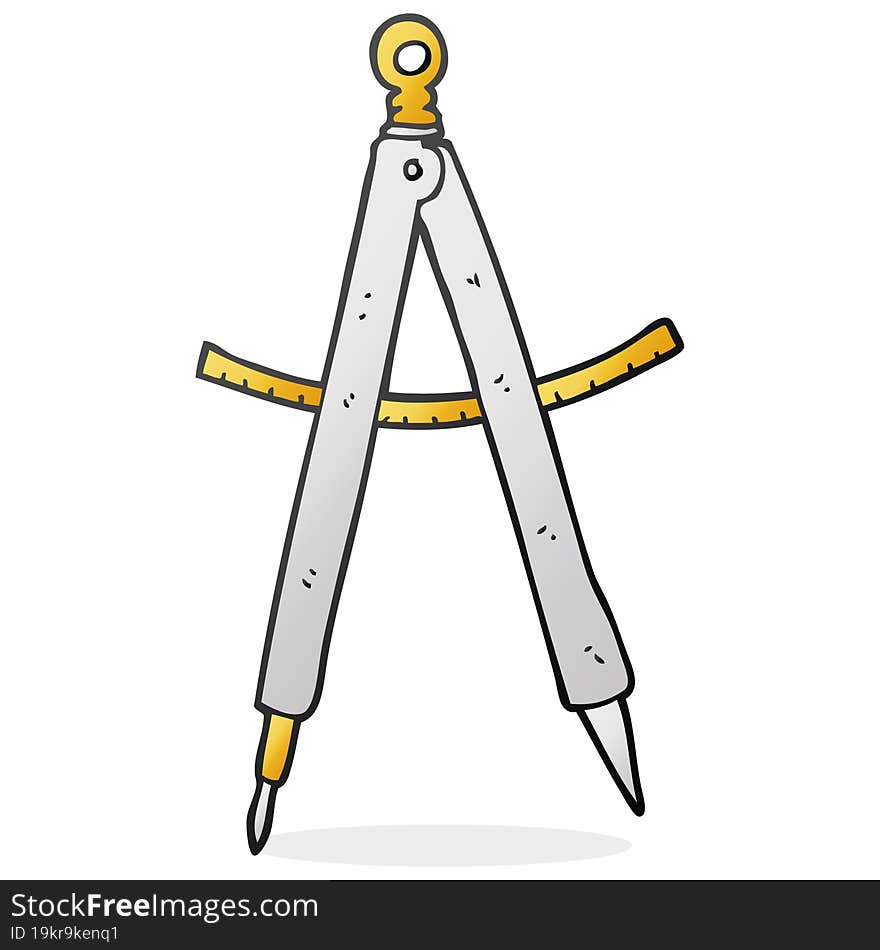 freehand drawn cartoon compass