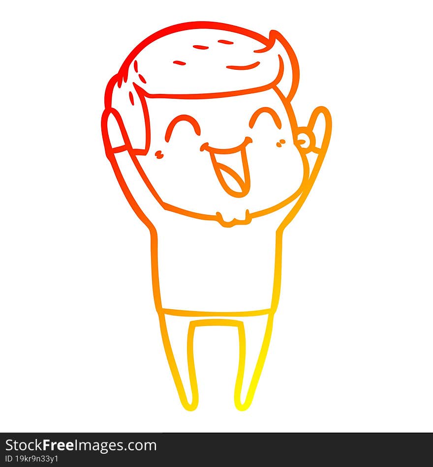 warm gradient line drawing of a cartoon man laughing