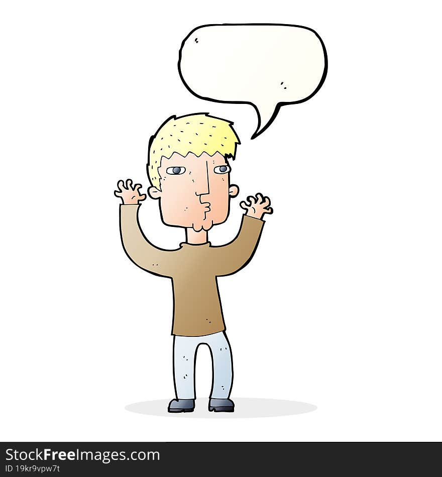 Cartoon Anxious Man With Speech Bubble