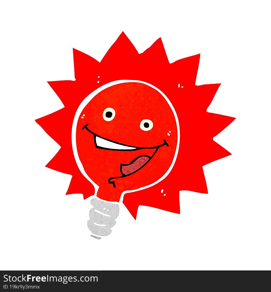 Happy Flashing Red Light Bulb Cartoon