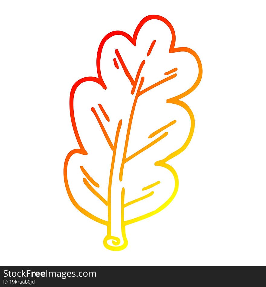 warm gradient line drawing cartoon leaf