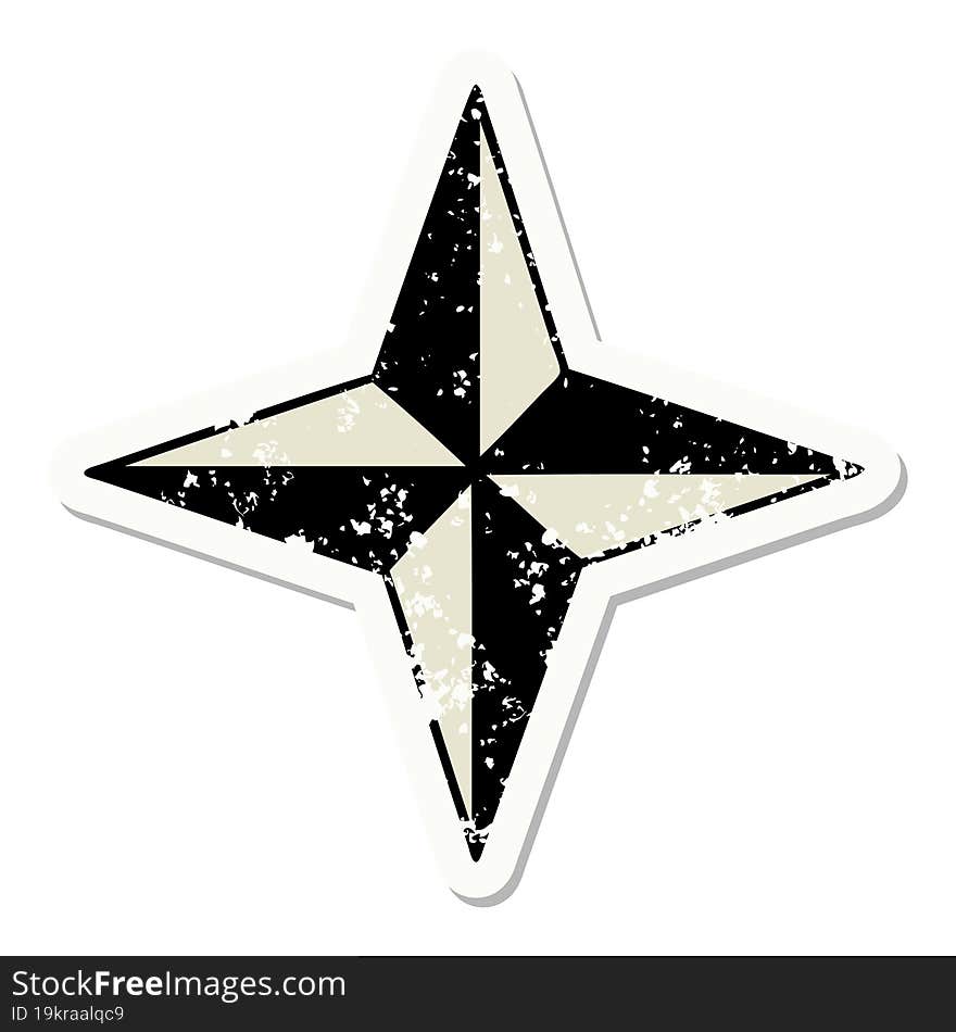 Traditional Distressed Sticker Tattoo Of A Star Symbol