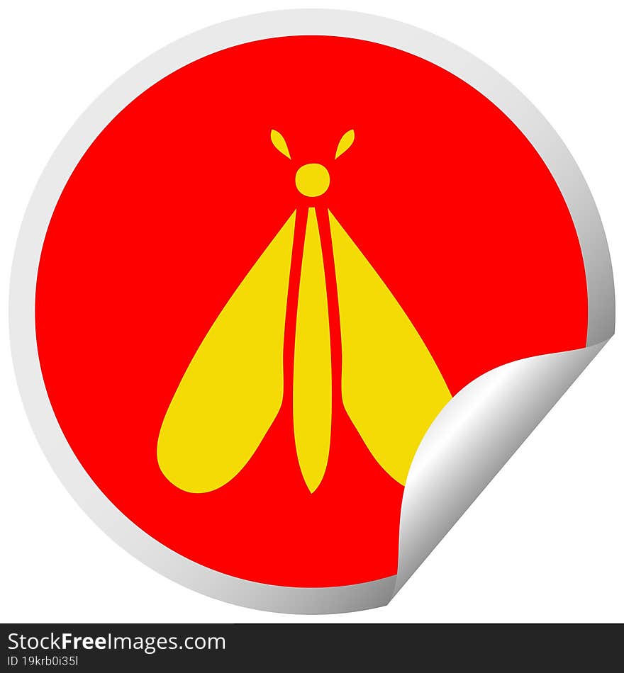 circular peeling sticker cartoon moth bug