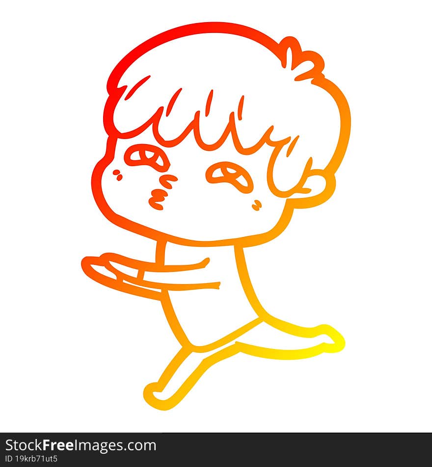 Warm Gradient Line Drawing Cartoon Curious Man