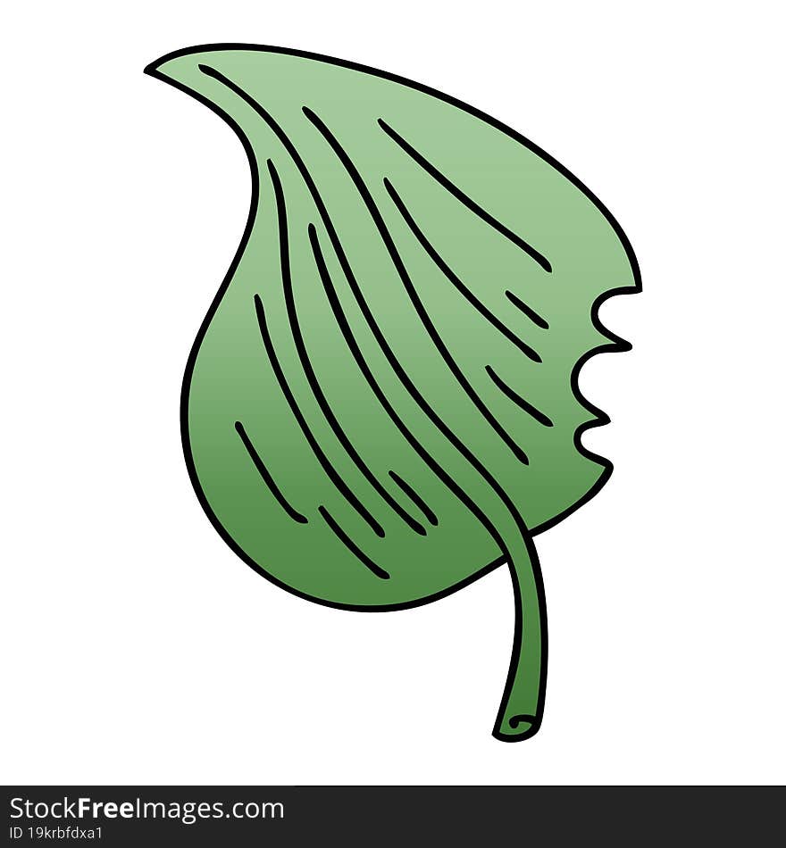 quirky gradient shaded cartoon munched leaf