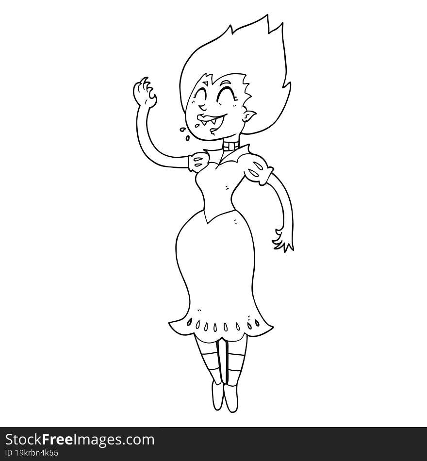 Black And White Cartoon Vampire Girl