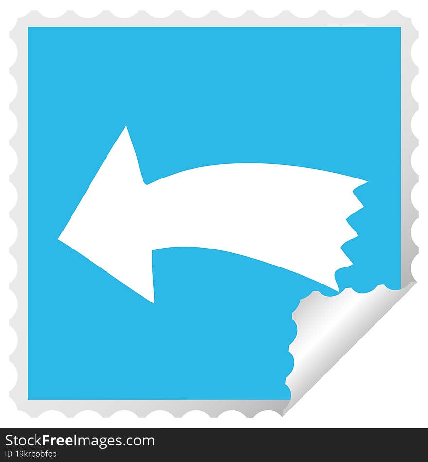 Quirky Square Peeling Sticker Cartoon Arrow