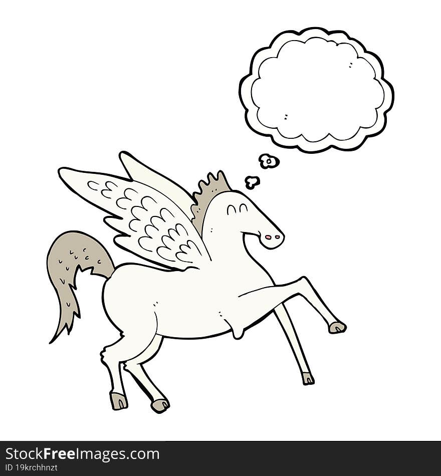 cartoon pegasus with thought bubble