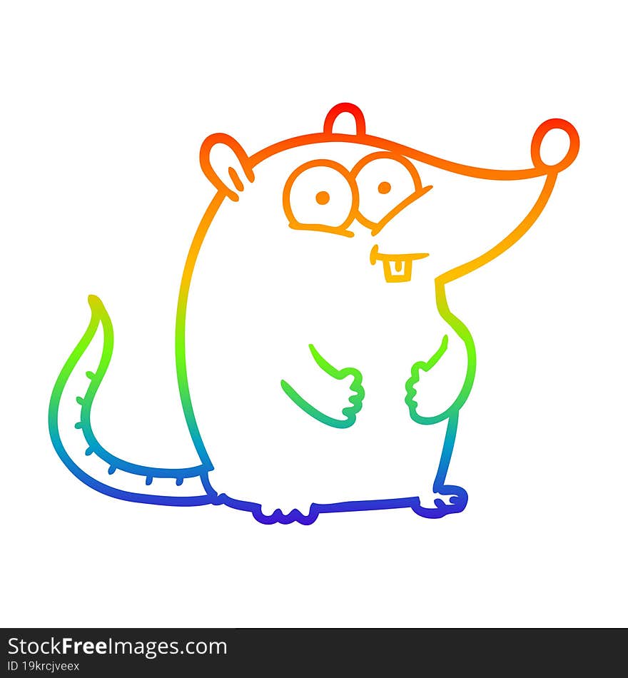 rainbow gradient line drawing cartoon happy white lab mouse