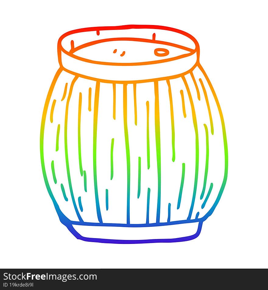 Rainbow Gradient Line Drawing Cartoon Barrel