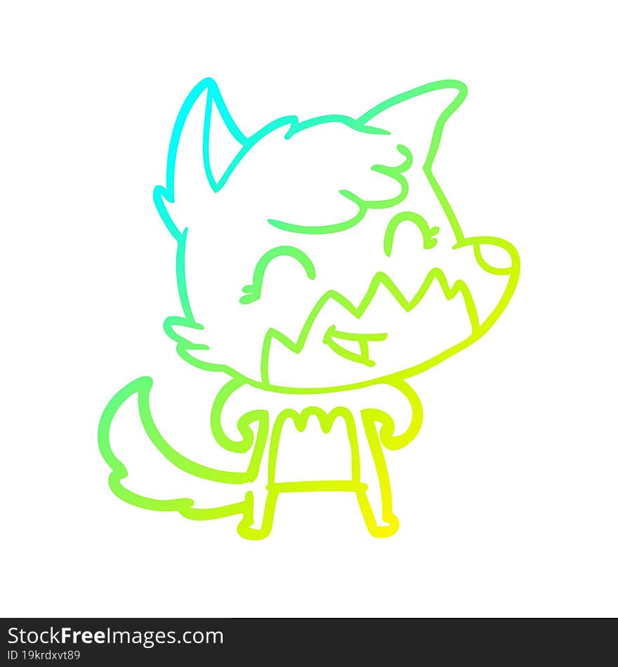 cold gradient line drawing happy cartoon fox