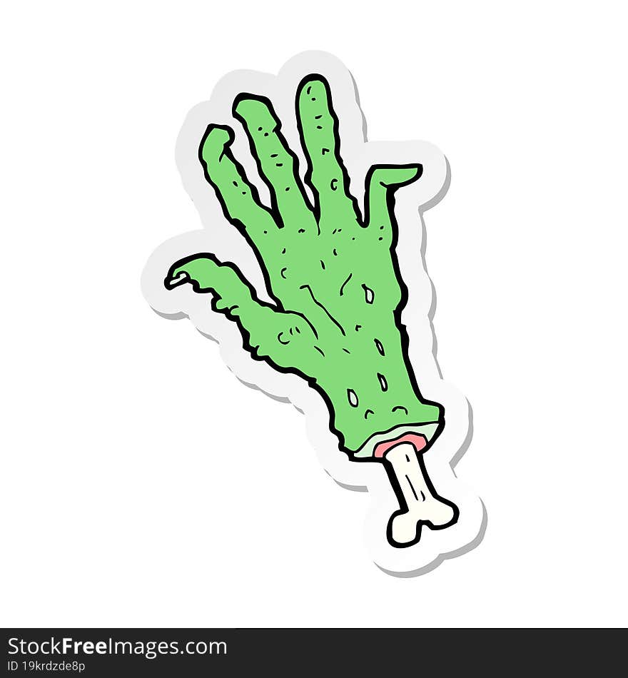 sticker of a cartoon zombie hand