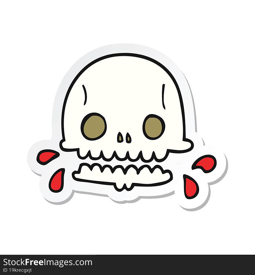 sticker of a cartoon spooky skull