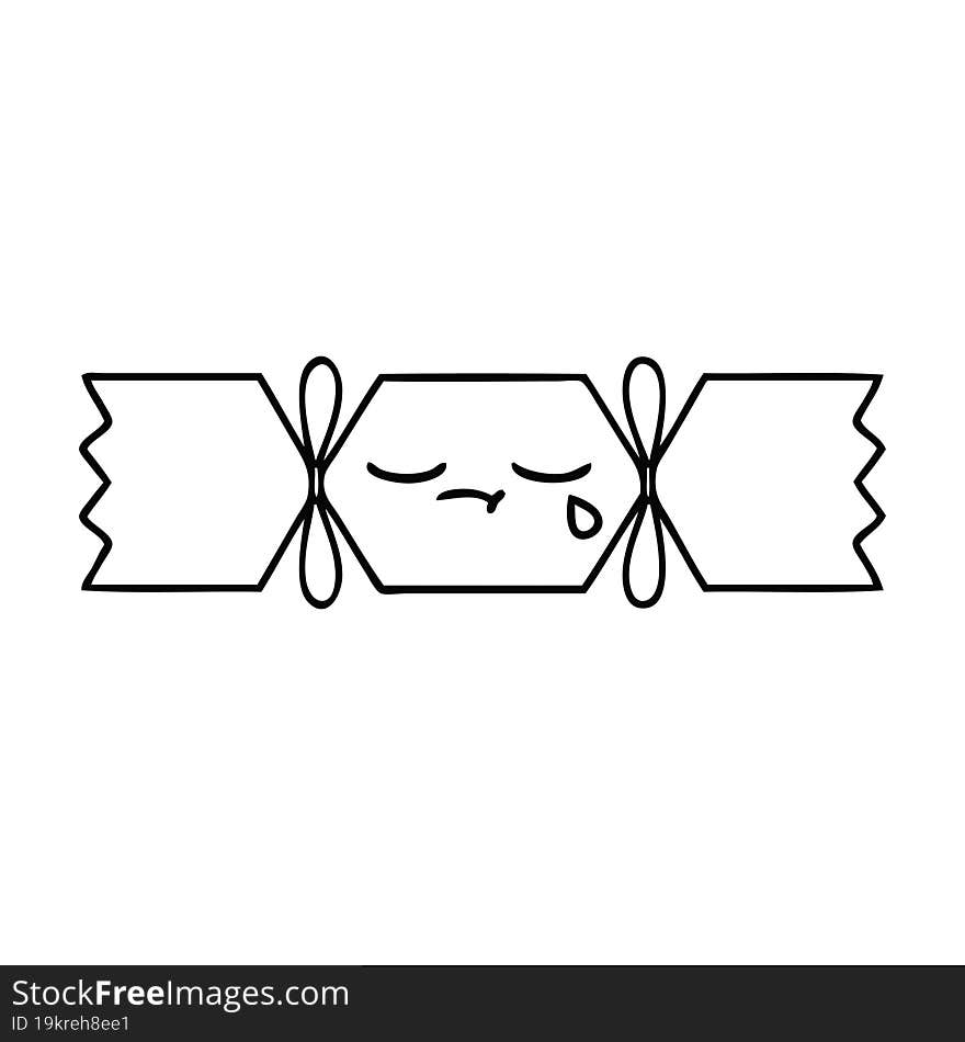 line drawing cartoon of a christmas cracker