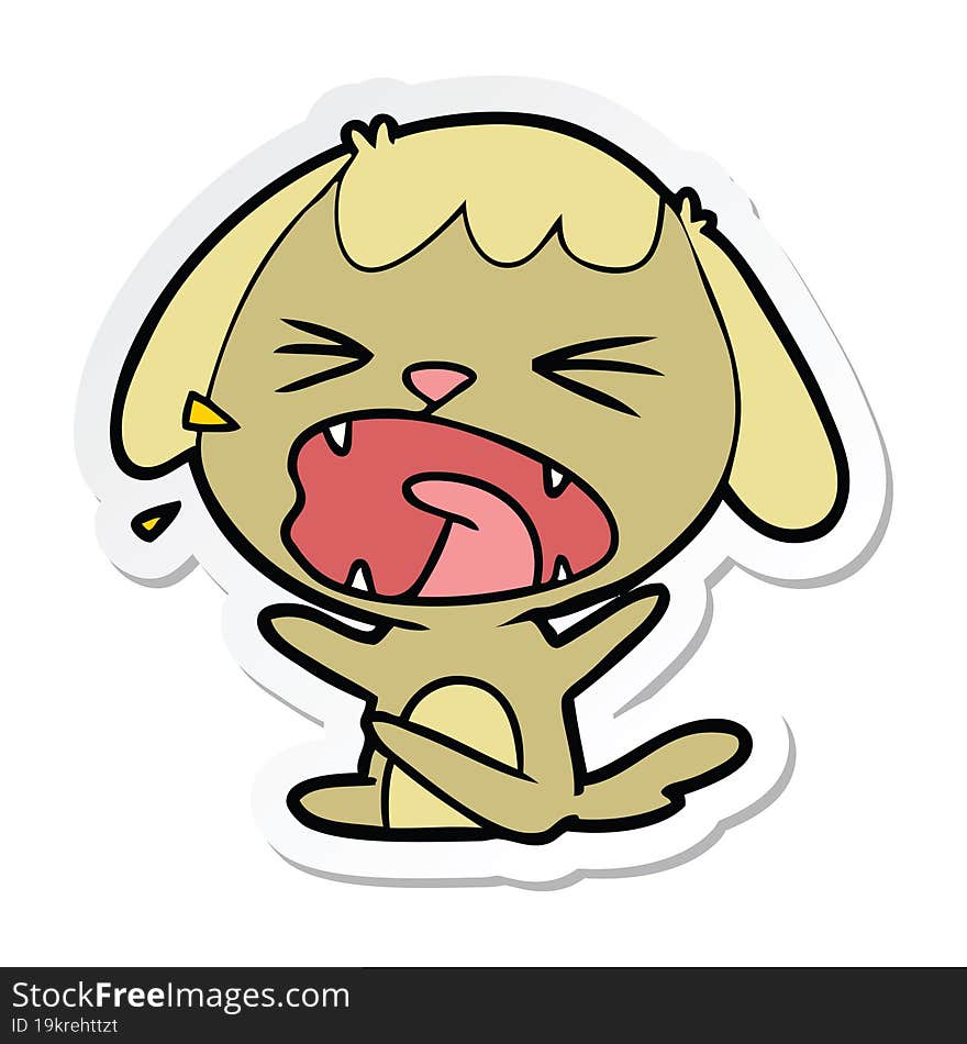 Sticker Of A Cute Cartoon Dog Barking