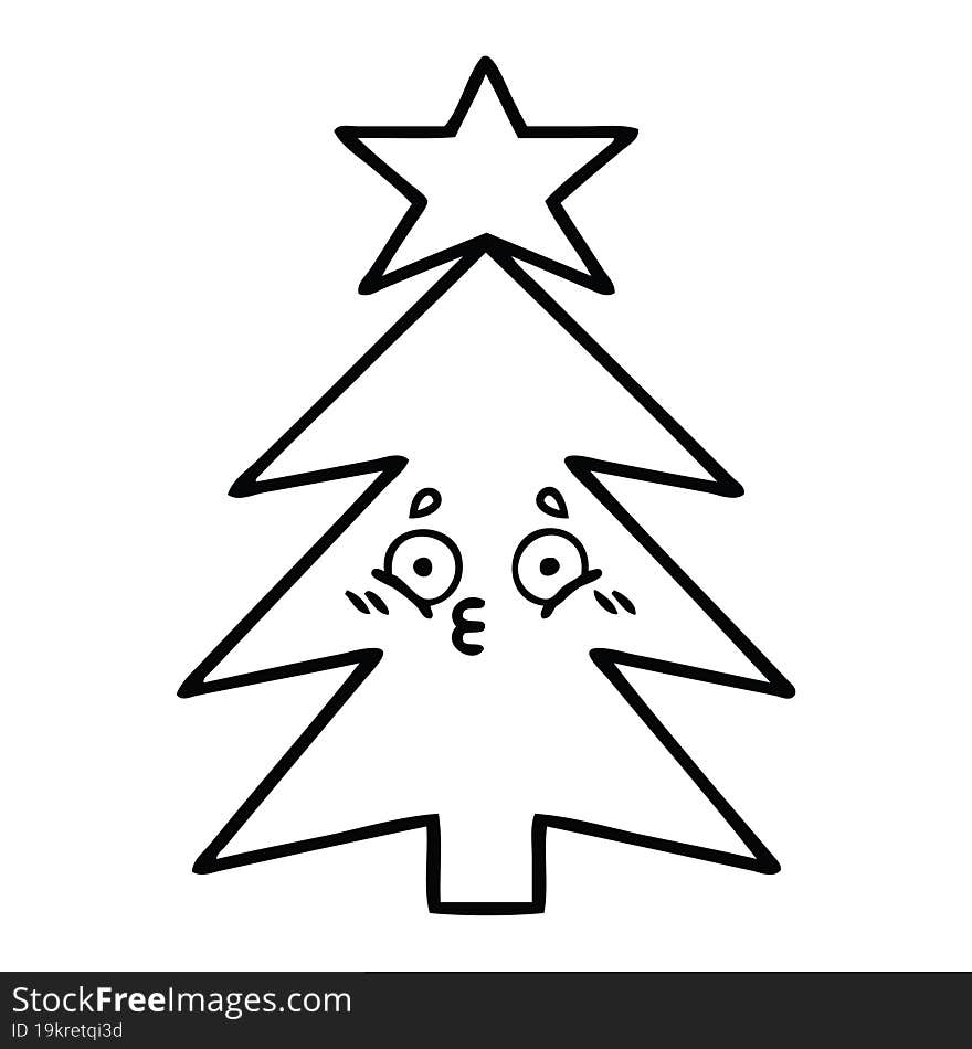 line drawing cartoon christmas tree