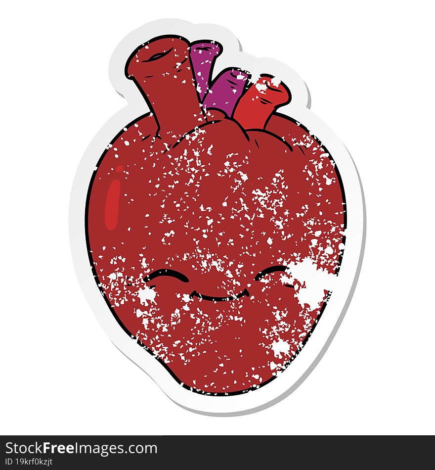 distressed sticker of a cartoon happy heart