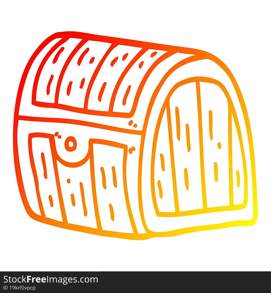 warm gradient line drawing of a cartoon treasure chest