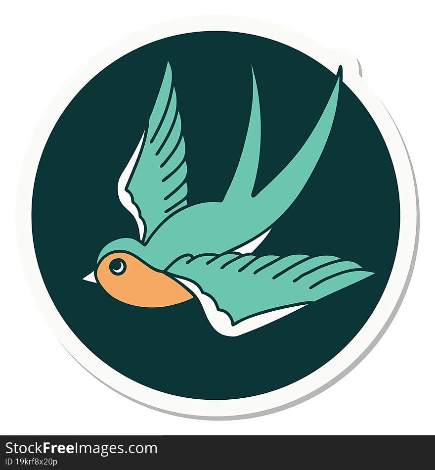 Tattoo Style Sticker Of A Swallow