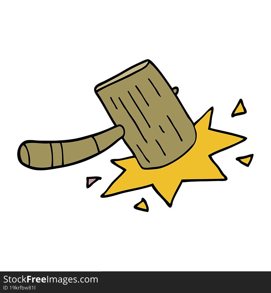 cartoon doodle wooden mallet