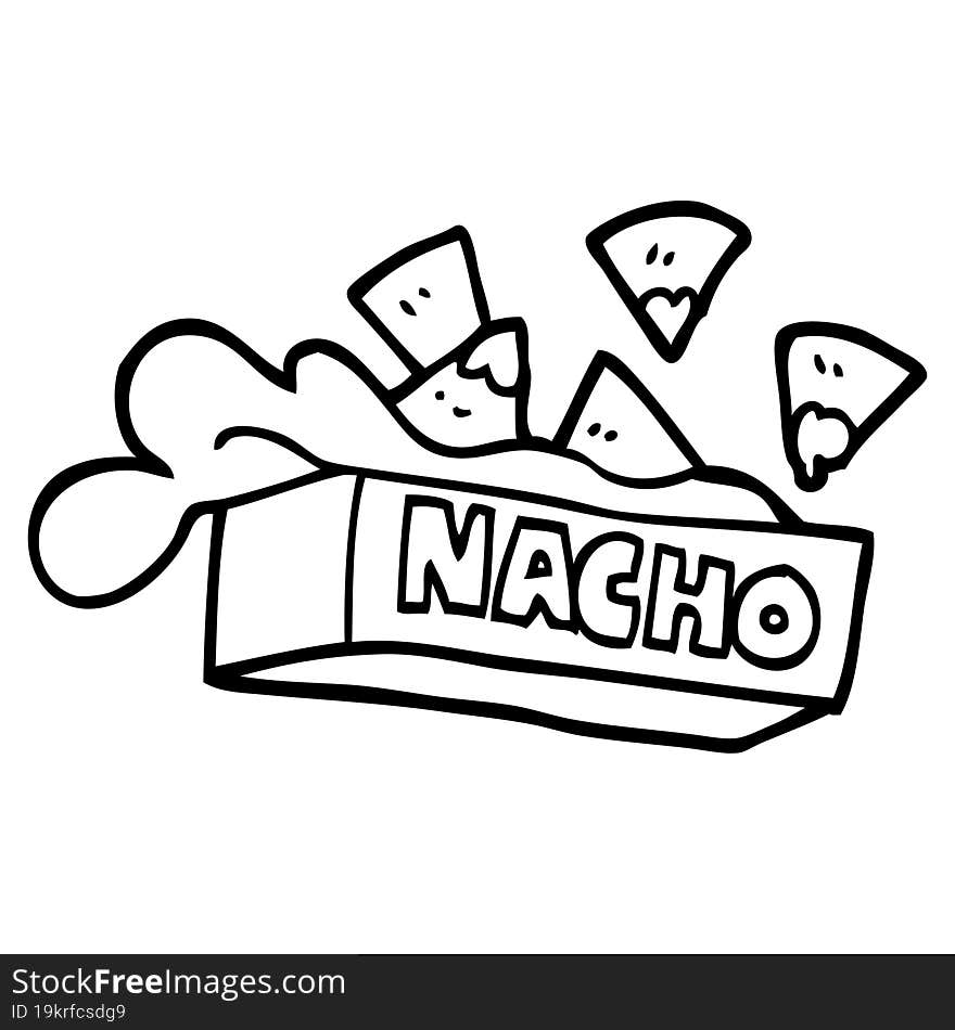 black and white cartoon nacho box