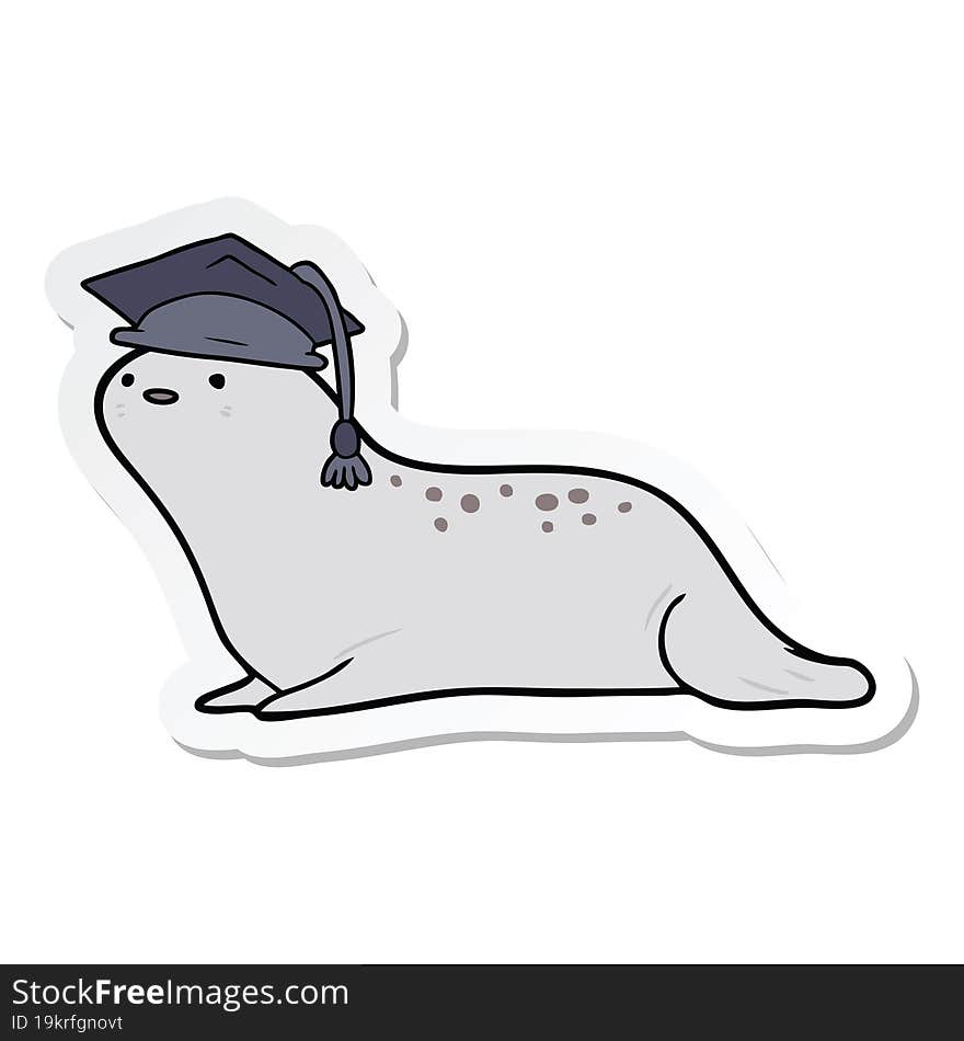 Sticker Of A Cartoon Graduate Seal