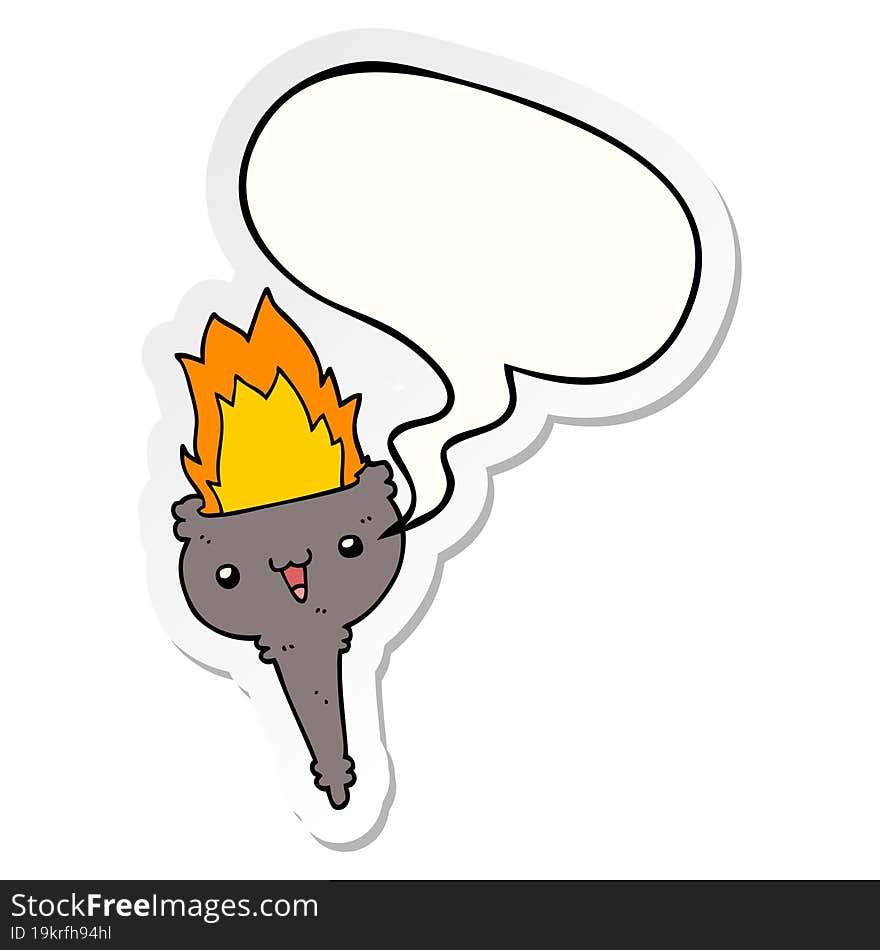 cartoon flaming chalice and speech bubble sticker