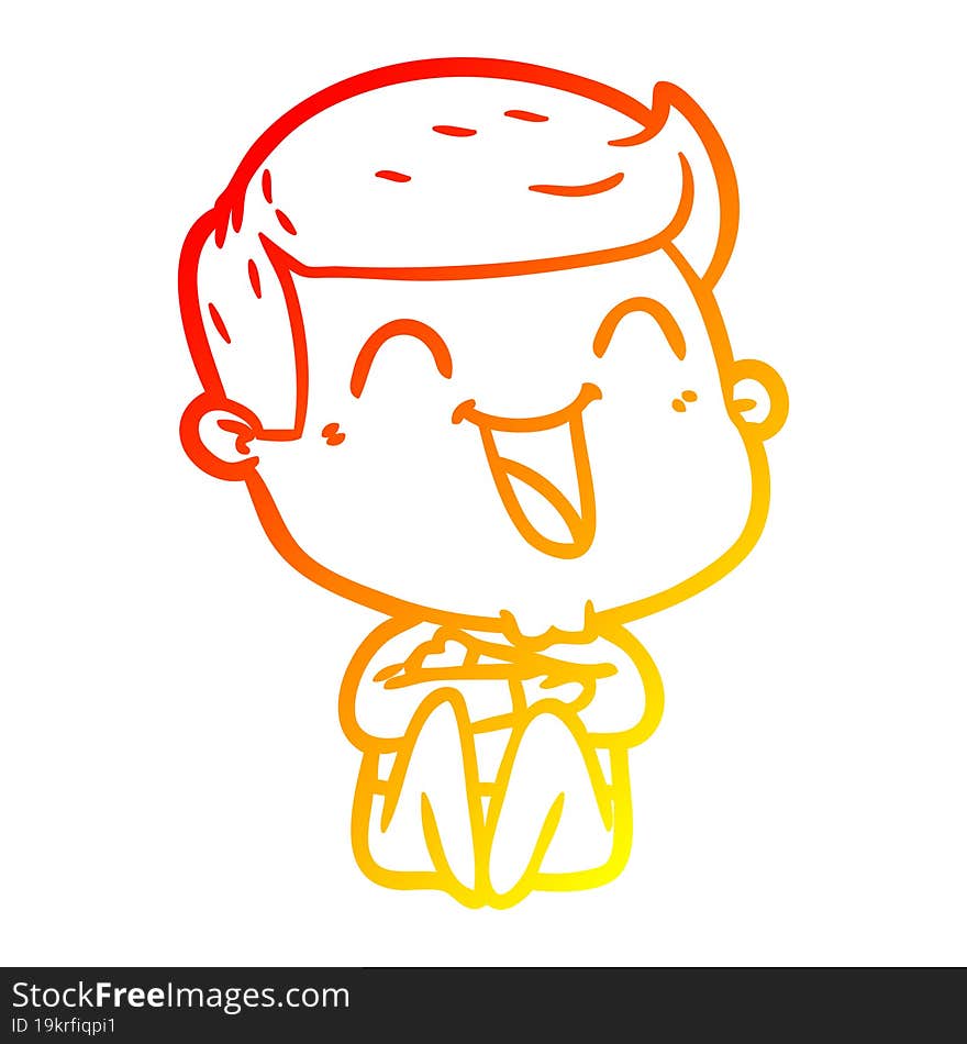 warm gradient line drawing of a cartoon man laughing