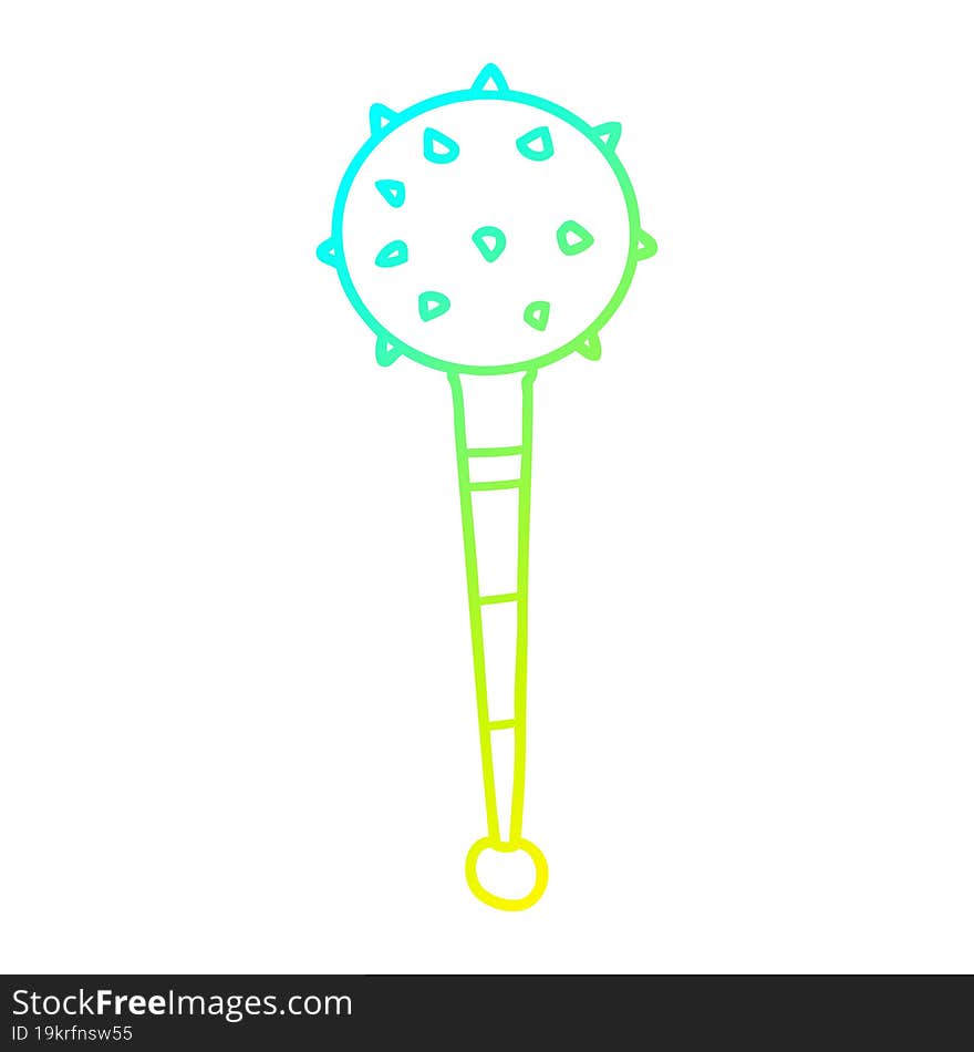 cold gradient line drawing of a cartoon medieval mace