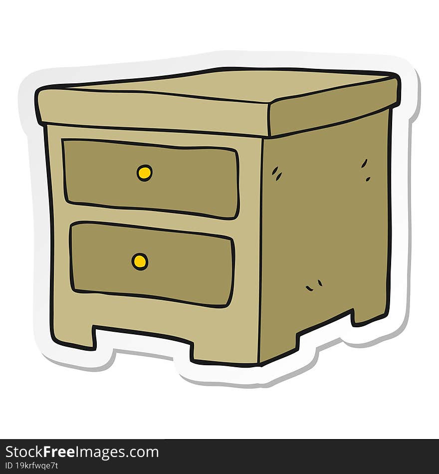 Sticker Of A Cartoon Chest Of Drawers