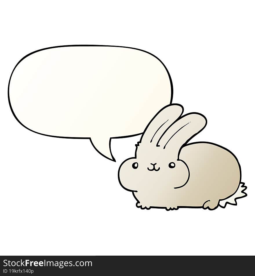 Cartoon Rabbit And Speech Bubble In Smooth Gradient Style