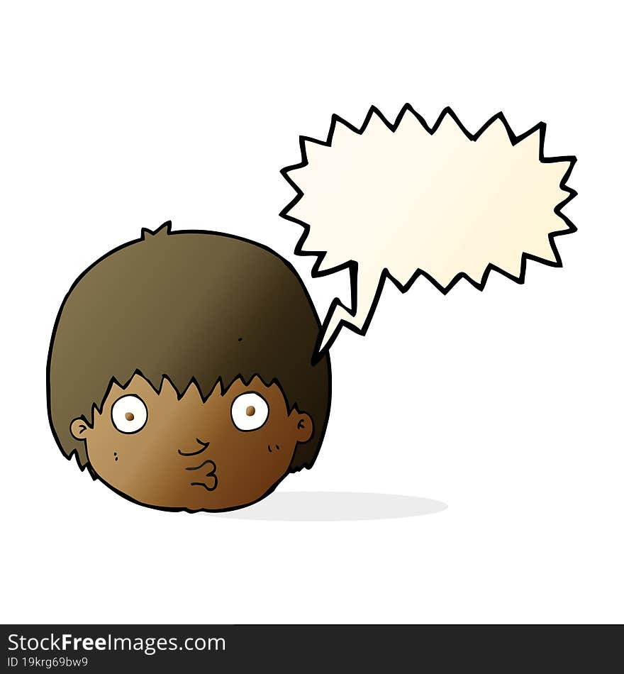 Cartoon Curious Boy With Speech Bubble