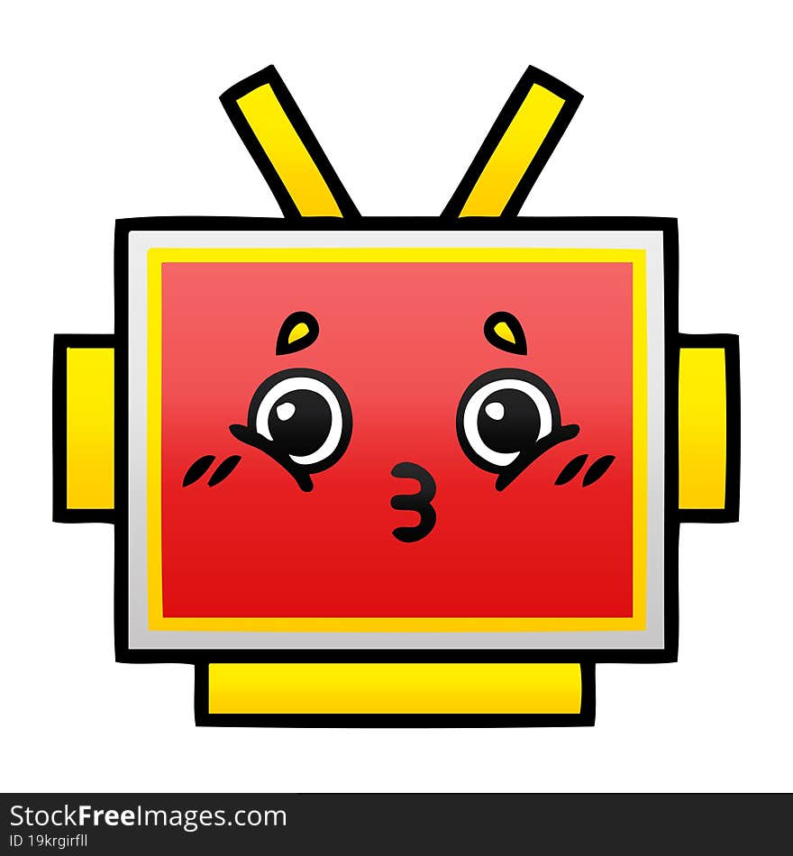 Gradient Shaded Cartoon Robot Head