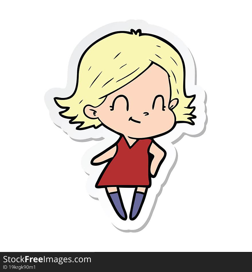 sticker of a cartoon friendly girl