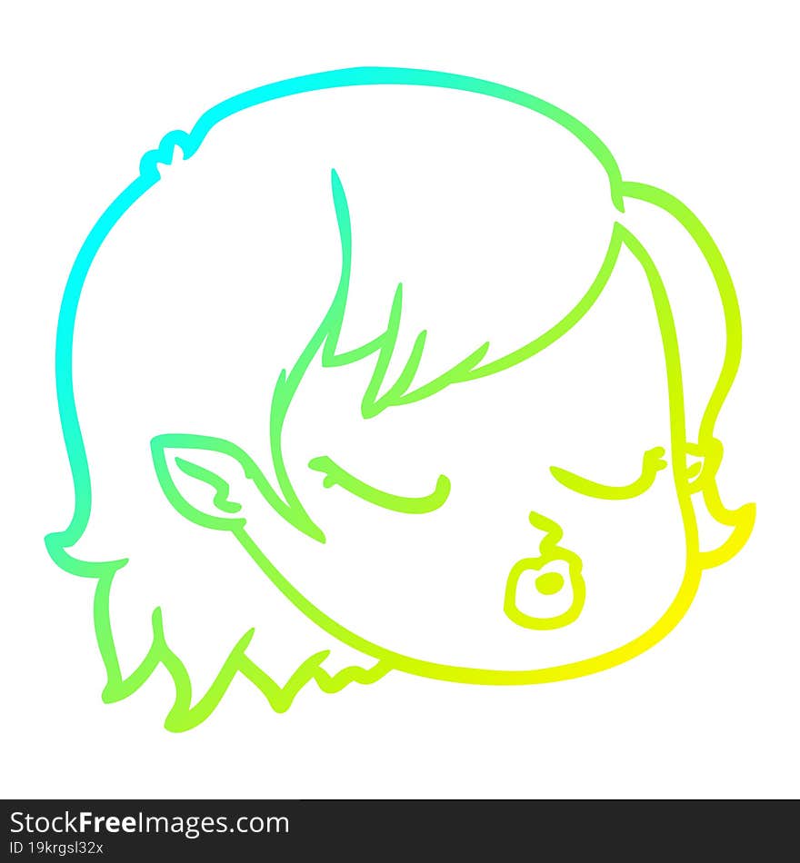 cold gradient line drawing cartoon vampire girl face