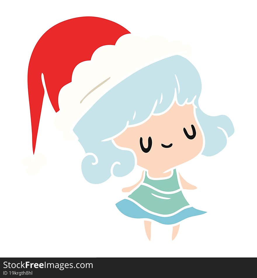 hand drawn christmas cartoon of kawaii girl