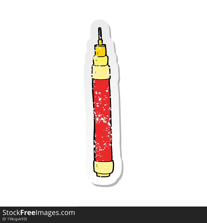 distressed sticker of a cartoon pen